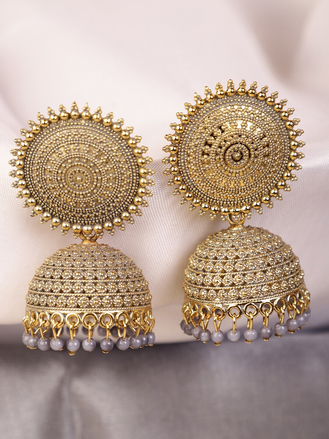 

Shining Diva Grey Gold Plated Classic Jhumkas Earrings
