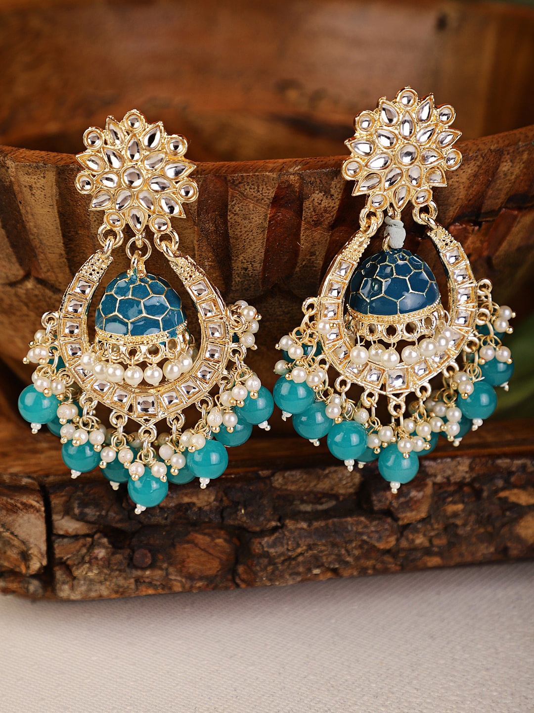

Shining Diva Blue Classic Chandbalis Earrings