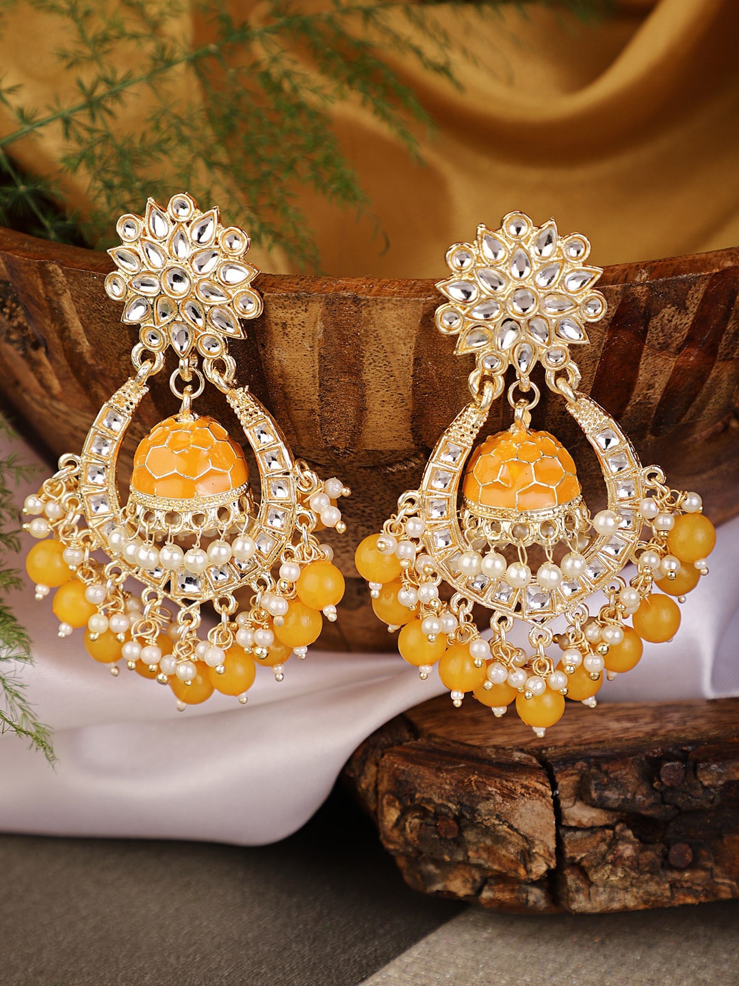 

Shining Diva Yellow Classic Chandbalis Earrings