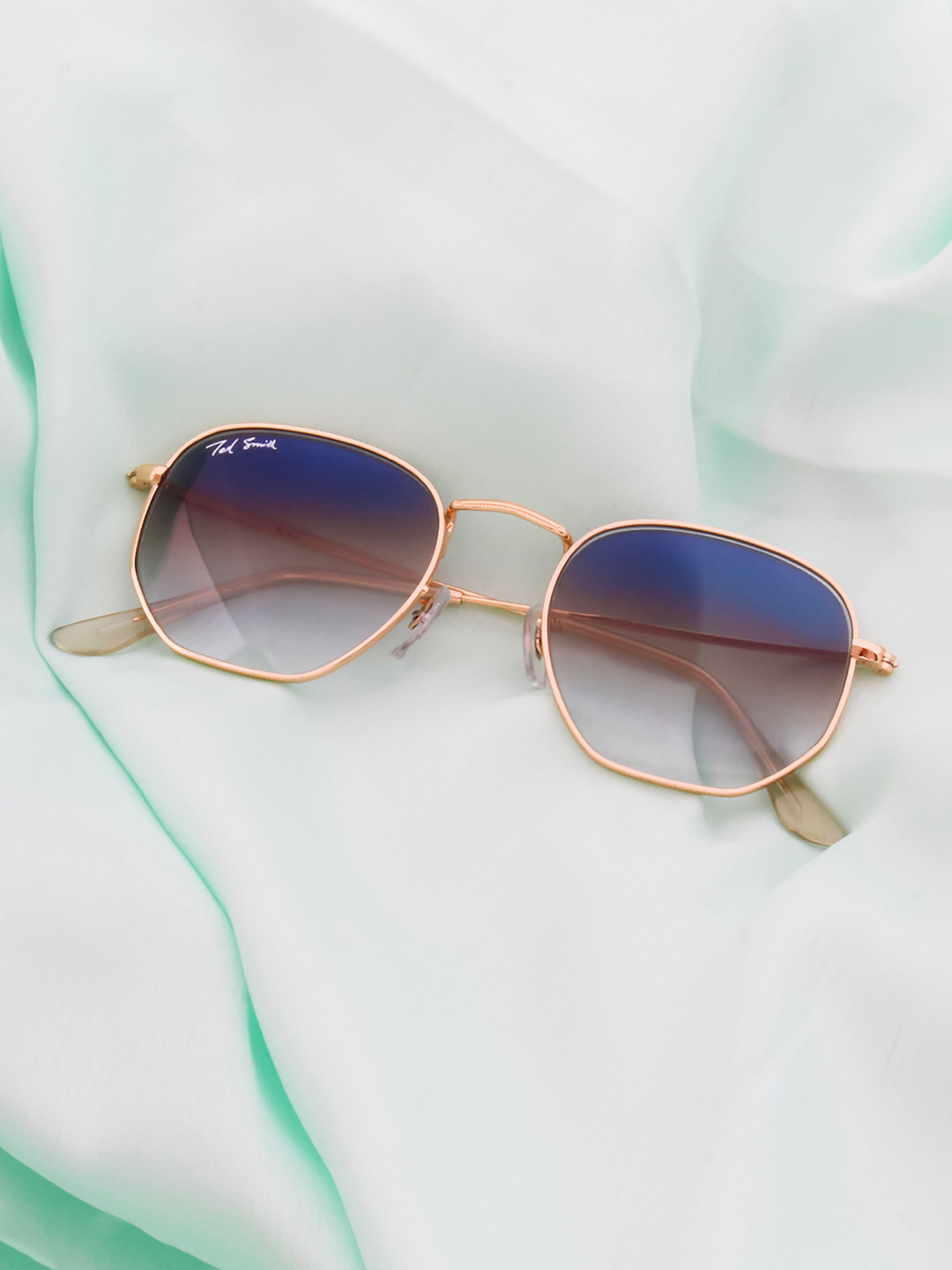 

Ted Smith Unisex Blue Lens & Gold-Toned Other Sunglasses with UV Protected Lens