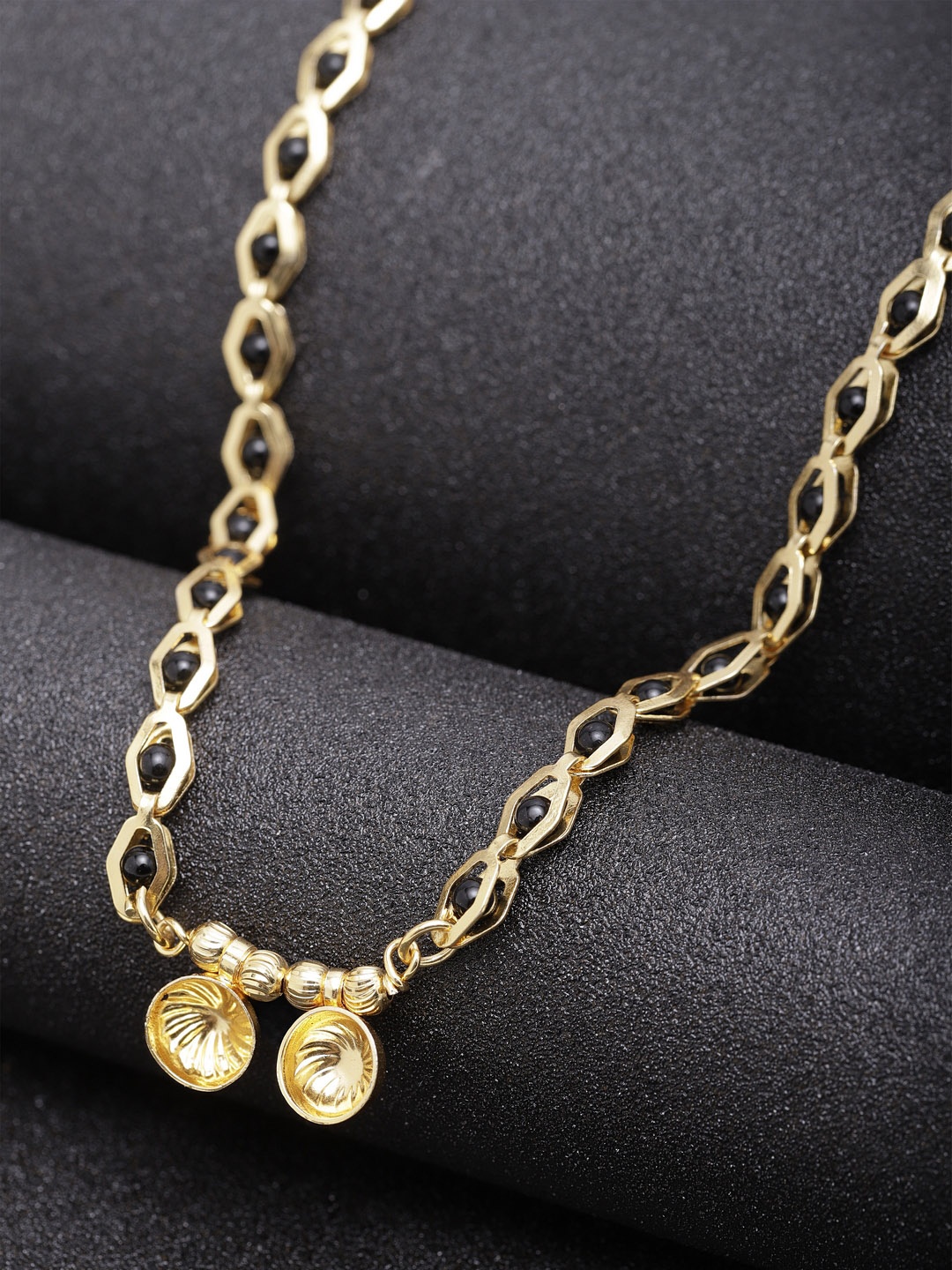 

PANASH Women Gold-Plated Black Beaded Mangalsutra