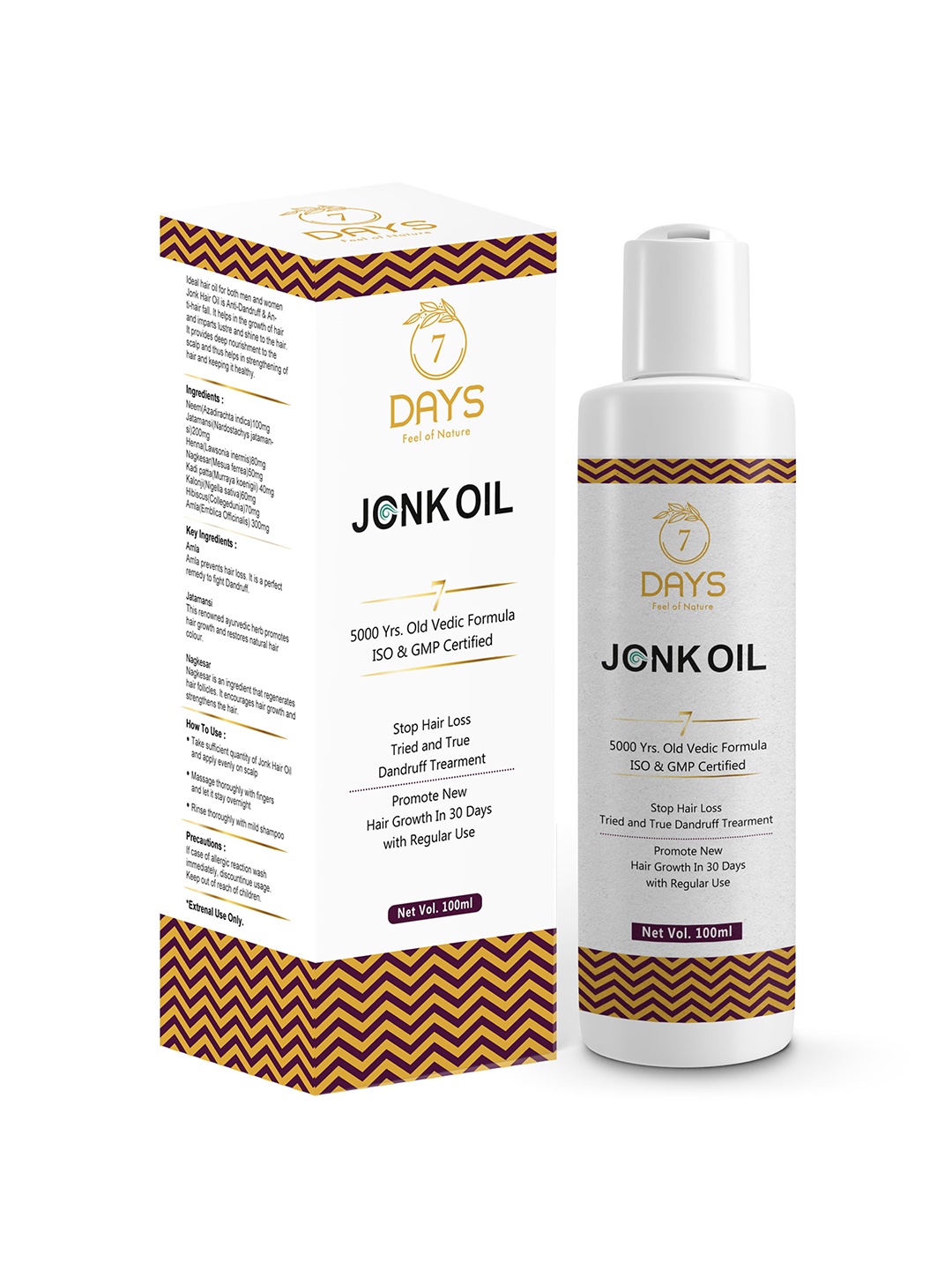 

7 DAYS Jonk Oil Hair Regrowth Oil To Control Hair Fall & Dandruff - 120 ml, White