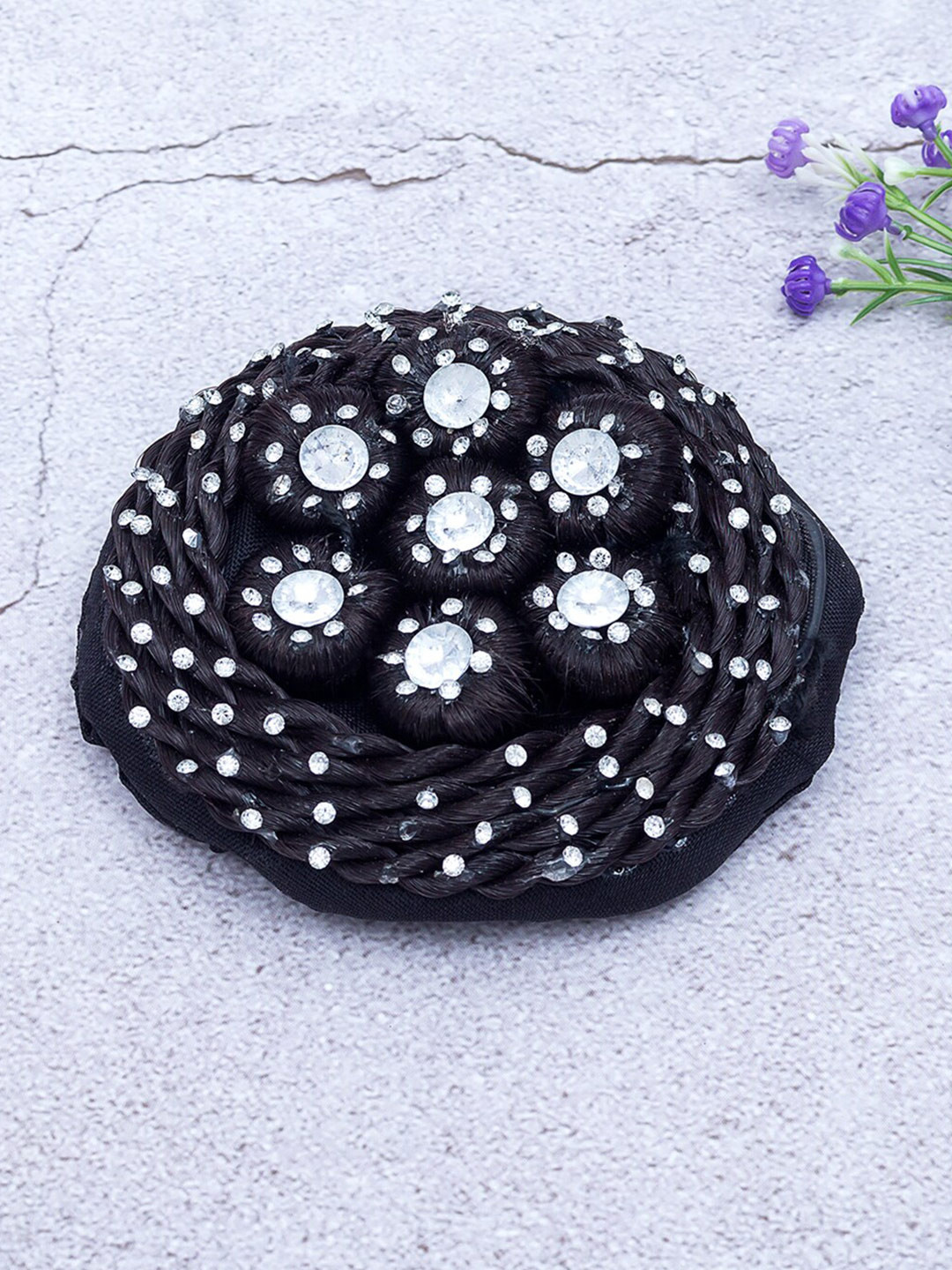 

Golden Peacock Women Black Embellished Hair Accessory