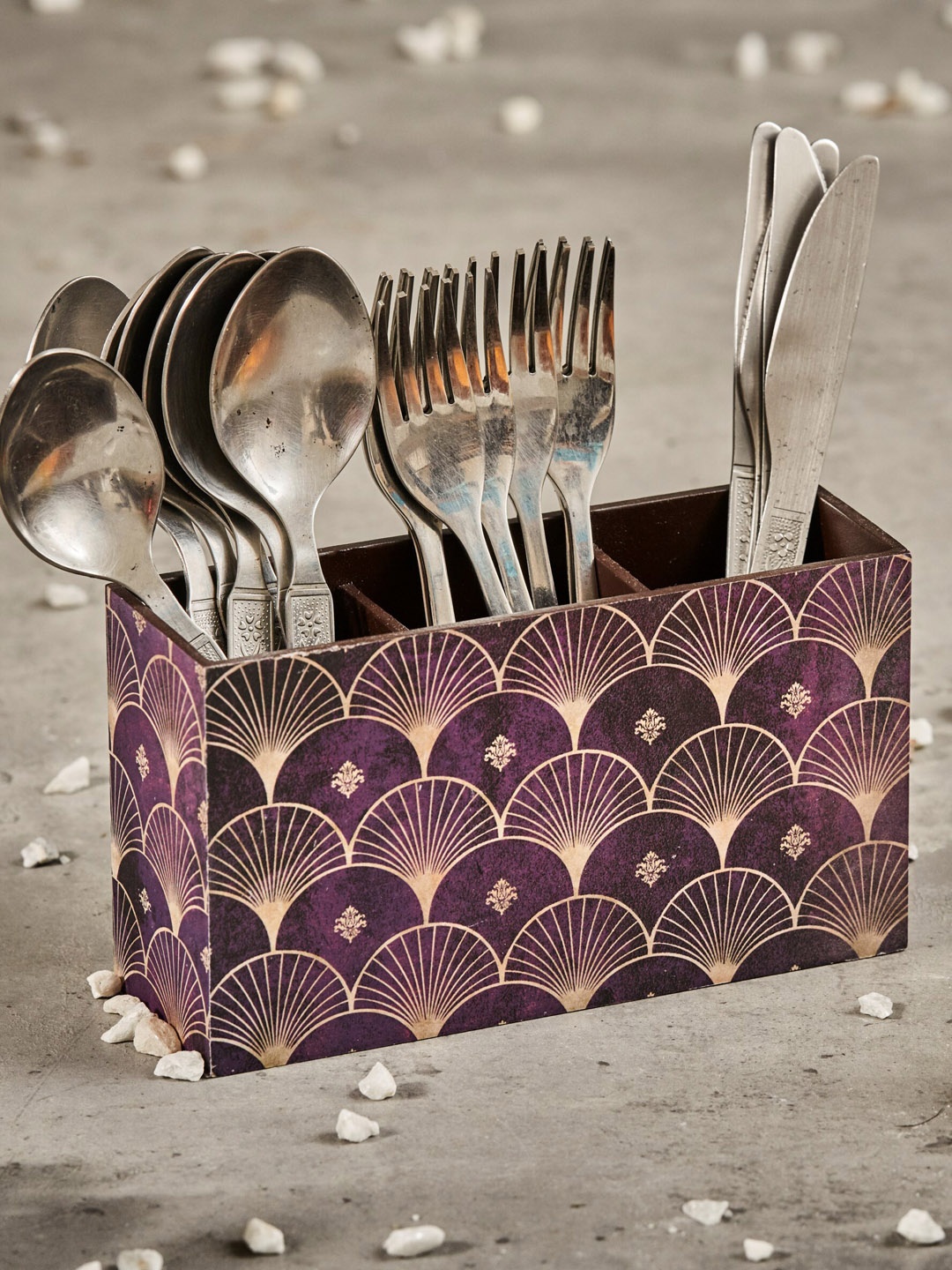 

A Tiny Mistake Purple Printed Jamun Cutlery Holder