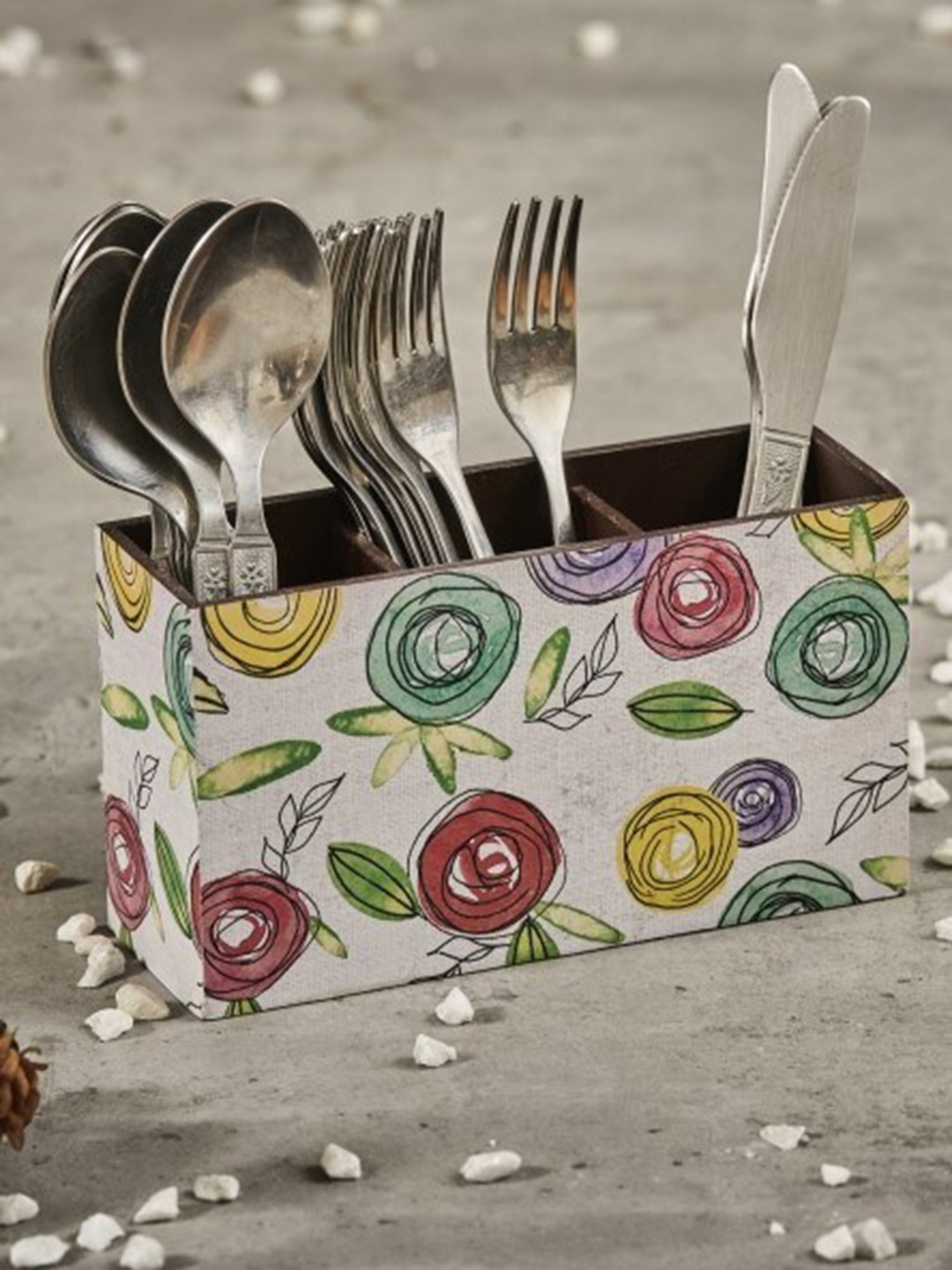 

A Tiny Mistake Floral Printed Cutlery Holder, Cream