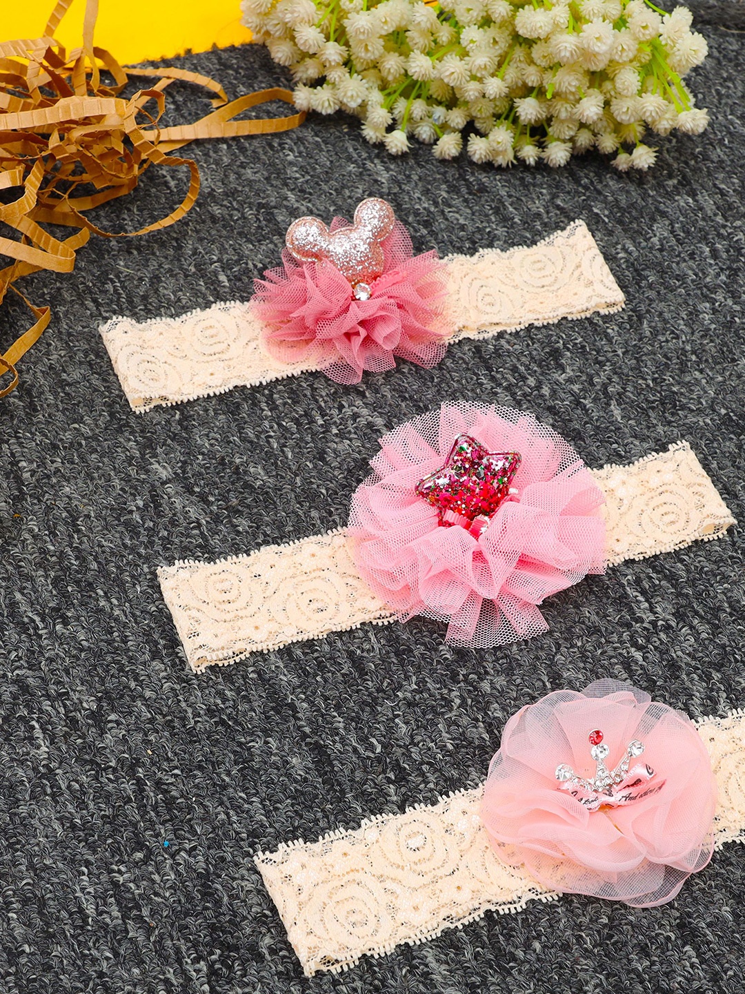 

FabSeasons Girls Pink Set of 3 Hairband