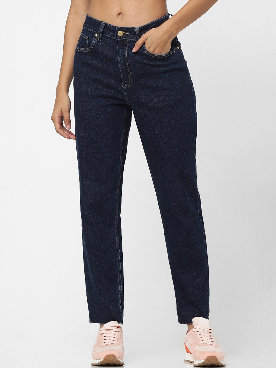 

ONLY Women Blue Straight Fit High-Rise Jeans