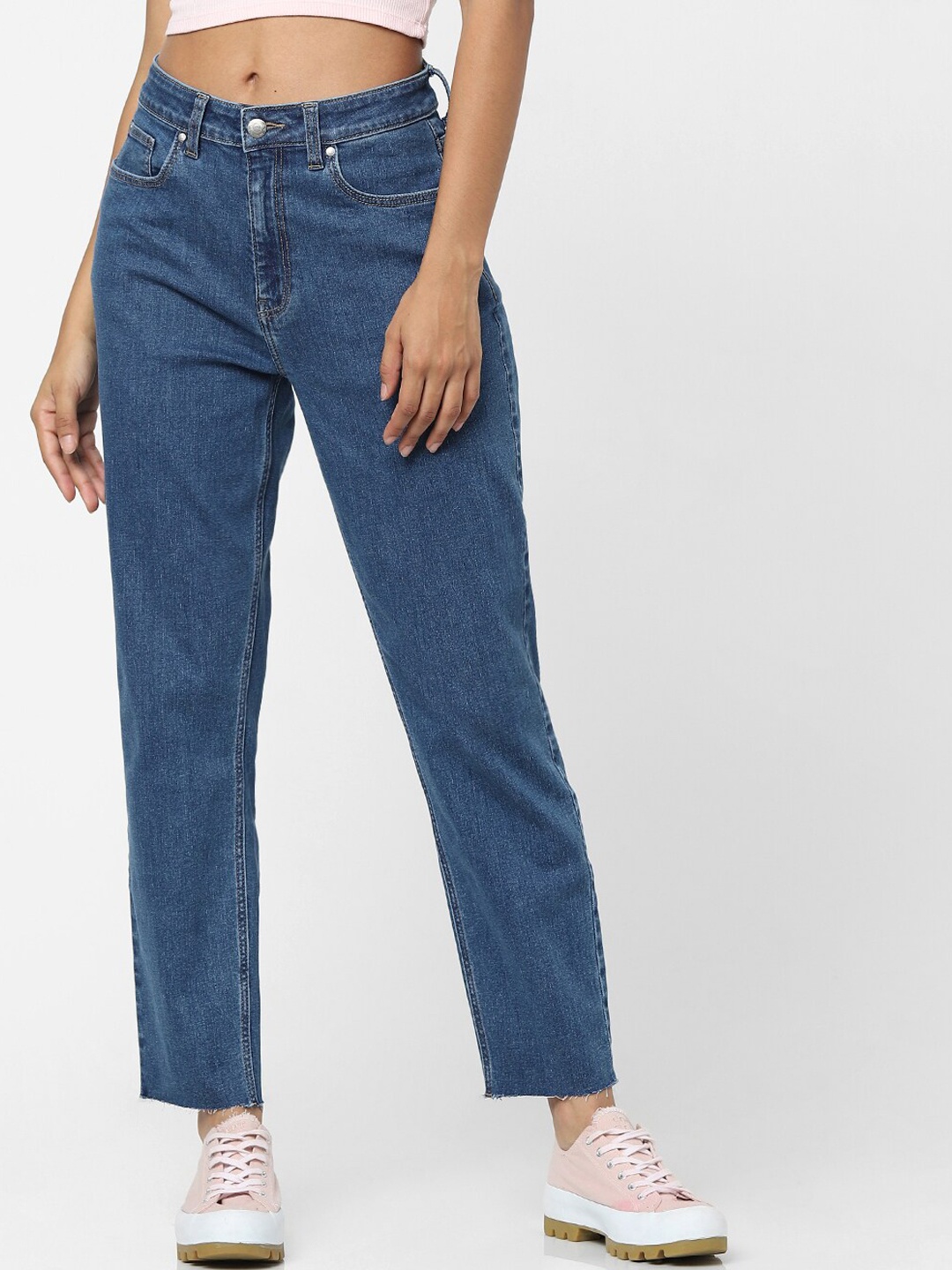 

ONLY Women Blue Straight Fit High-Rise Jeans