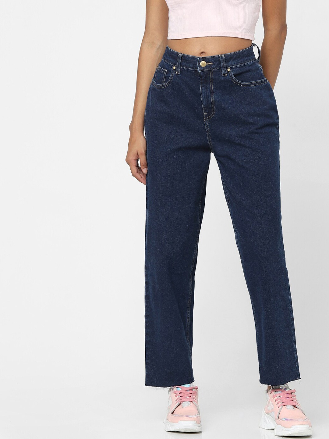

ONLY Women Blue Straight Fit High-Rise Jeans