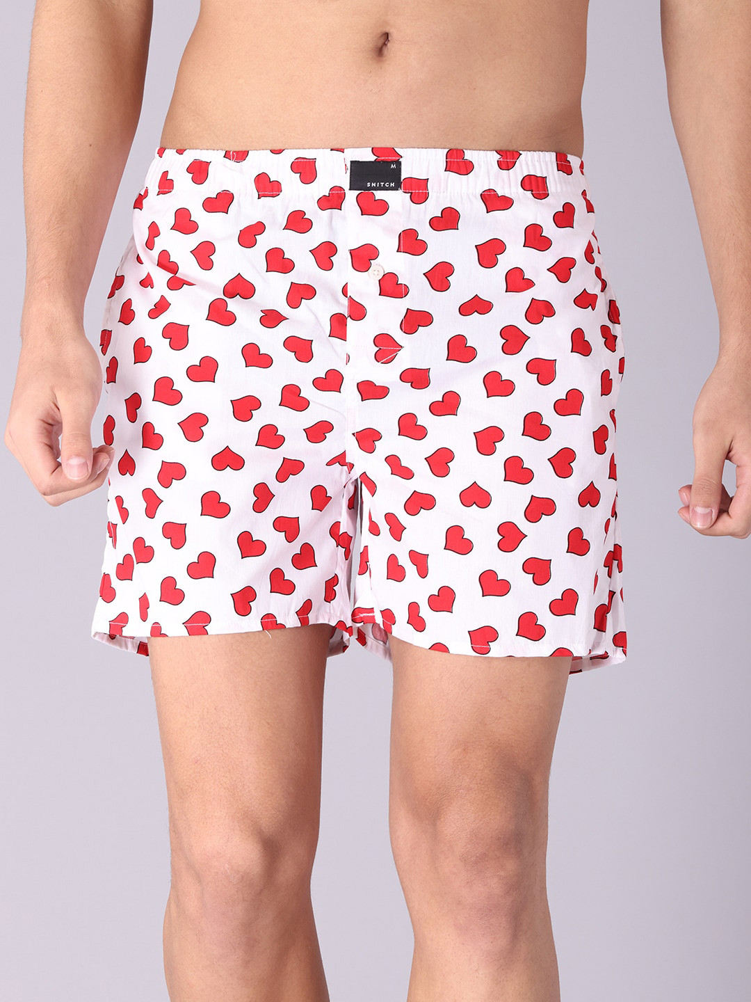 

Snitch Men White & Red Printed Pure Cotton Boxer 4MSBX9202-08-S