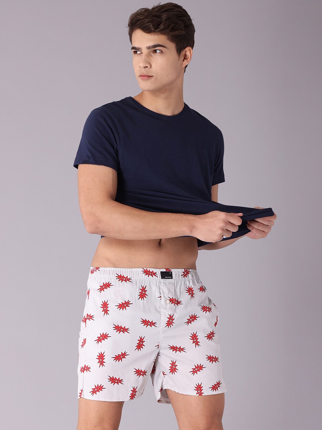 

Snitch Men White & Red Printed Pure Cotton Boxer 4MSBX9202-30-S