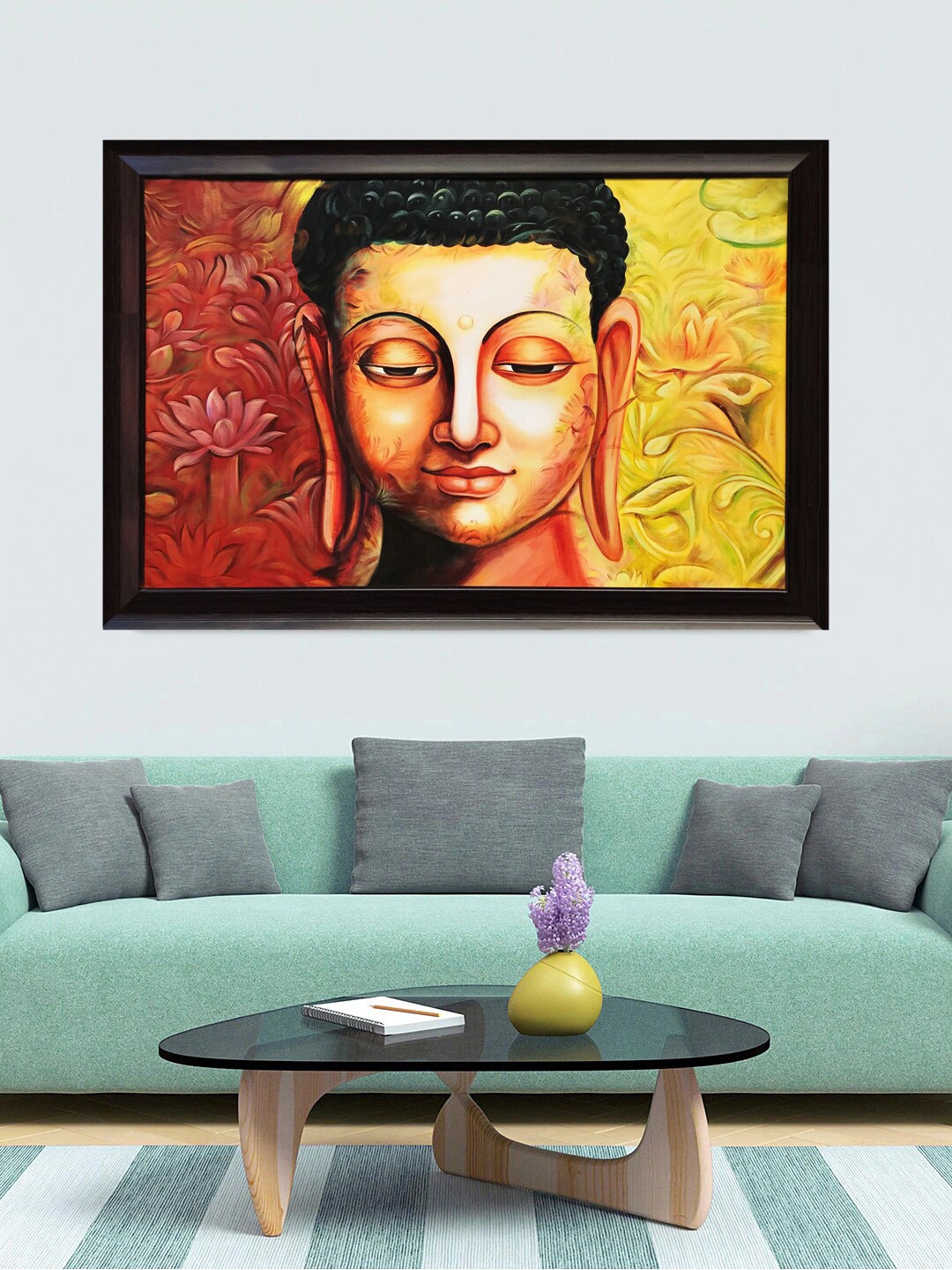 

Gallery99 Oil Painting Yellow & Brown Buddha Canvas Painting Frame Wall Art