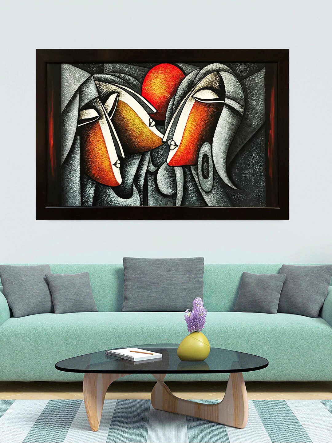 Gallery99 Oil Painting Black and Red Abstract Painting Wall Art