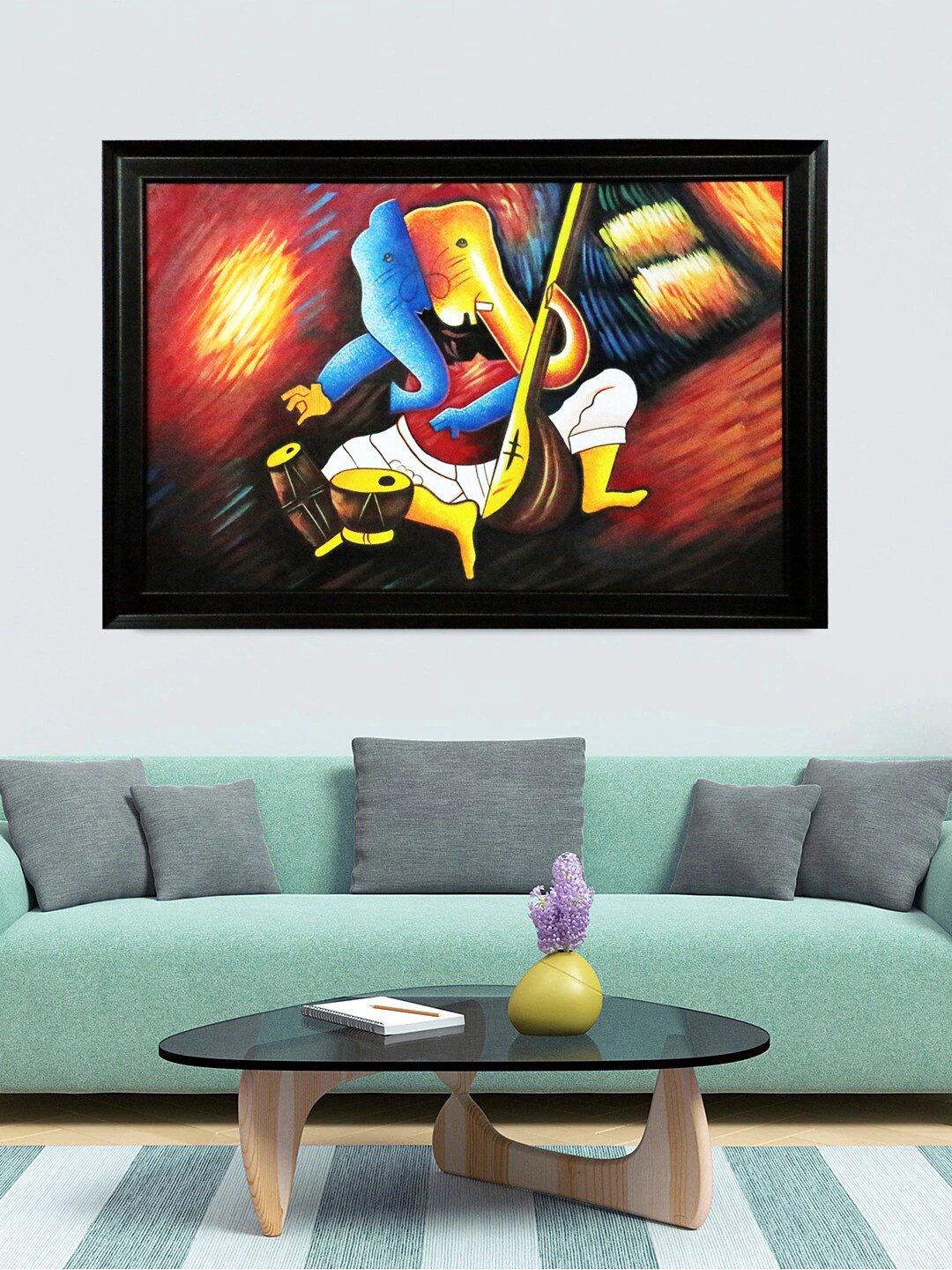 

Gallery99 Red and yellow Ganesh Painted Canvas Oil Painting Wall Art