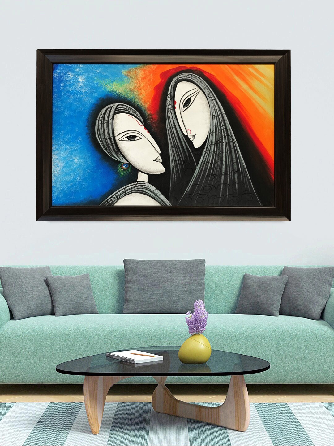 Gallery99 Black & Blue Canvas Painting Frame Wall Art, White