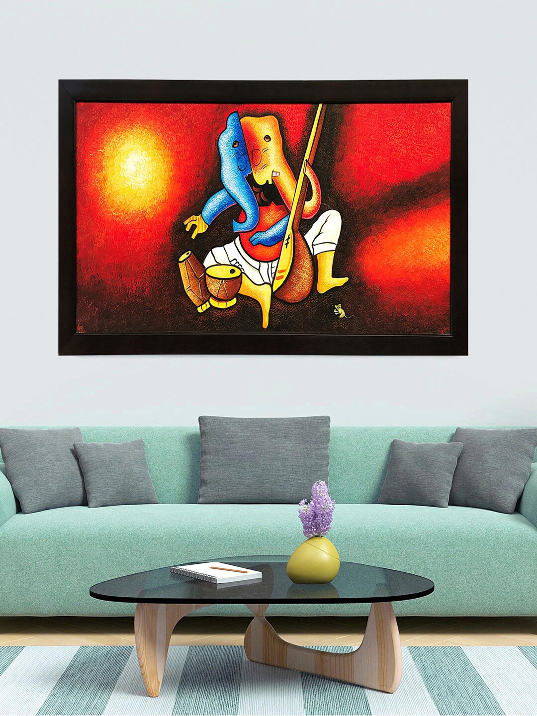 

Gallery99 Red Ganesh Handmade Oil Painting Wall Art