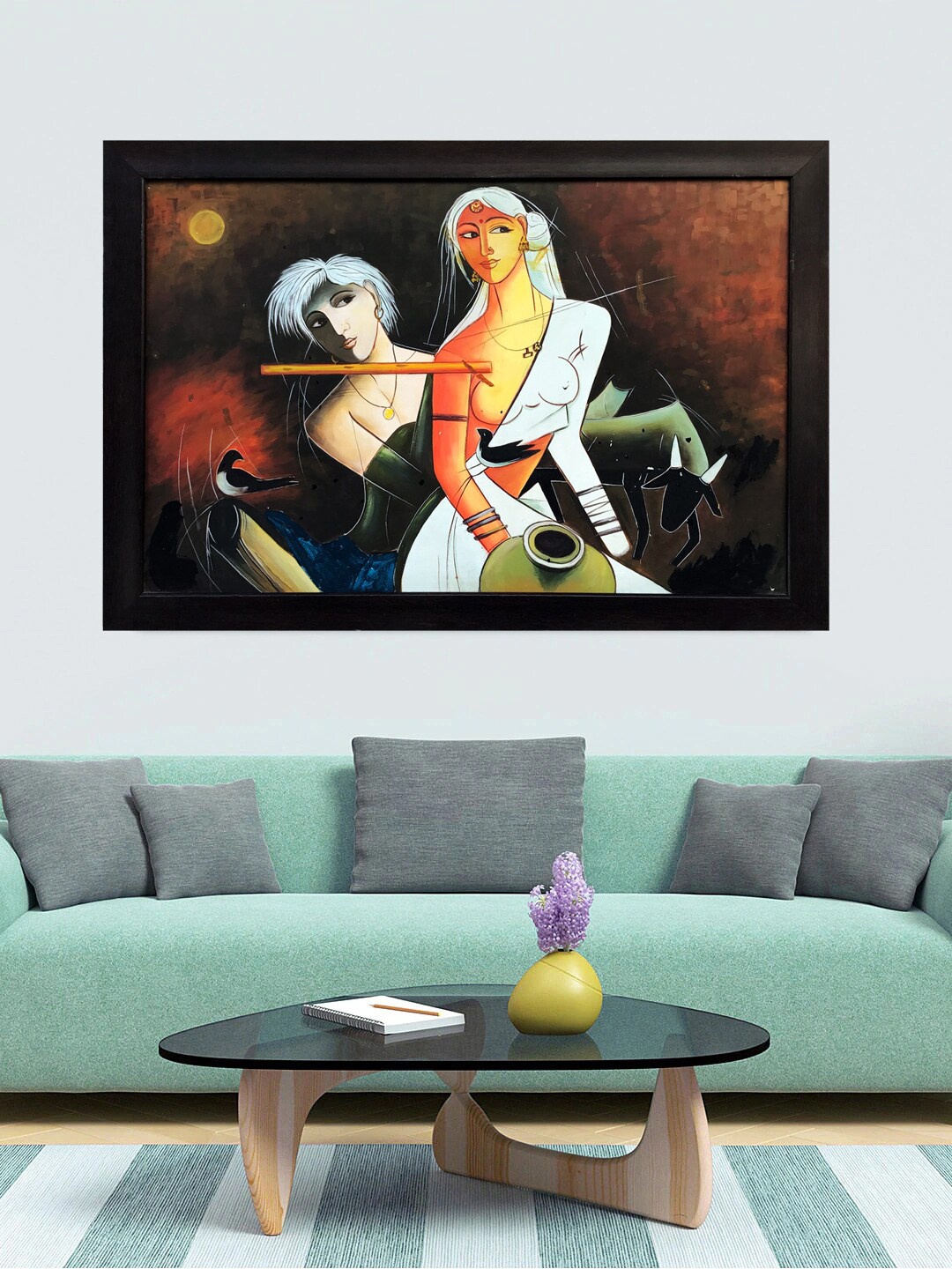 

Gallery99 Brown Krishna With Gopi Canvas Framed Wall Art