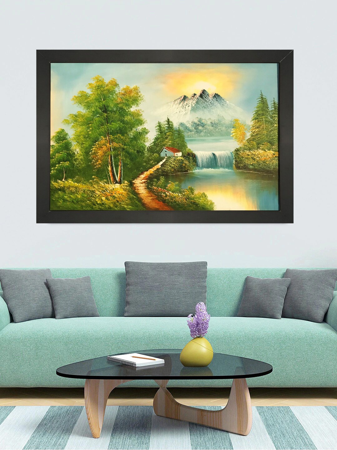 

Gallery99 Green & Black Natural Landscape Original Handmade Oil Painting On Canvas Framed