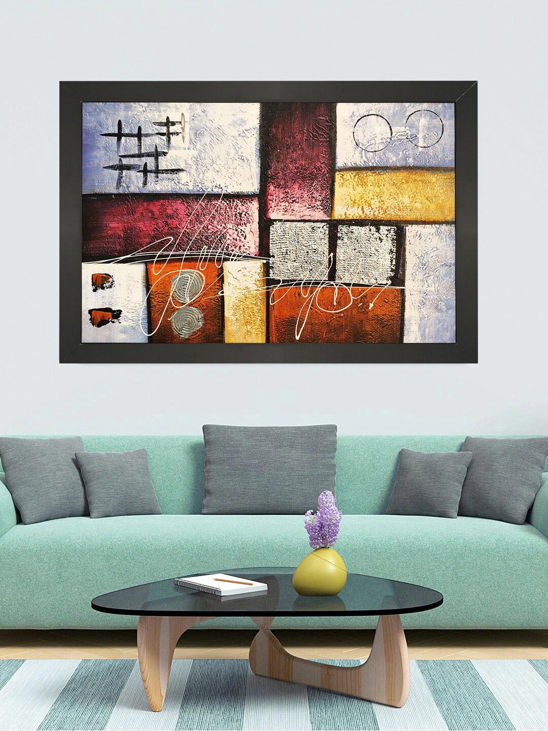 

Gallery99 White and Orange Abstract Canvas Oil Painting Frame Wall Art
