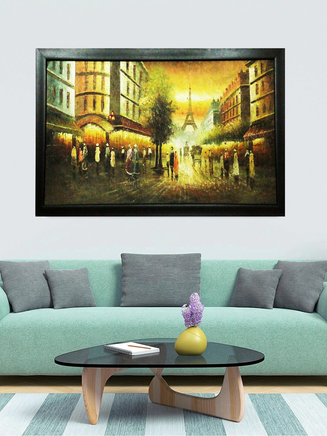 

Gallery99 Black & Yellow Landscape Paris Street View Handmade Oil Painting Wall Art