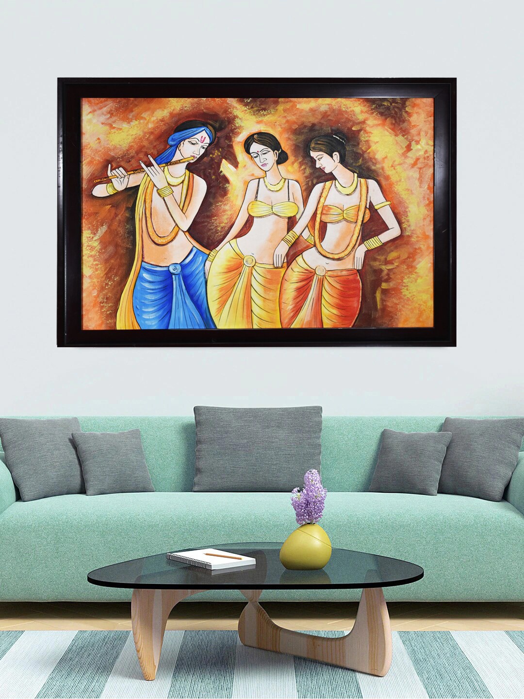 

Gallery99 Multicoloured Krishna with Gopis Painting Wall Art, Multi