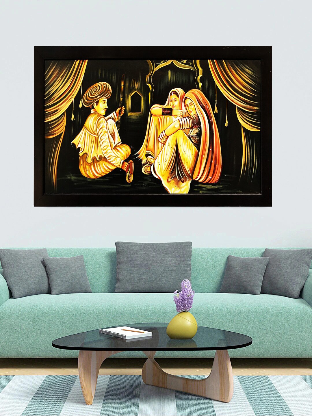 

Gallery99 Black & Yellow Rajasthani Family Painted Canvas Wall Art