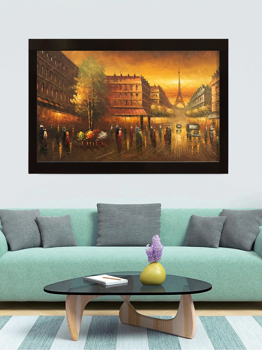 

Gallery99 Yellow & Brown Landscape Paris Street View Handmade Oil Painting