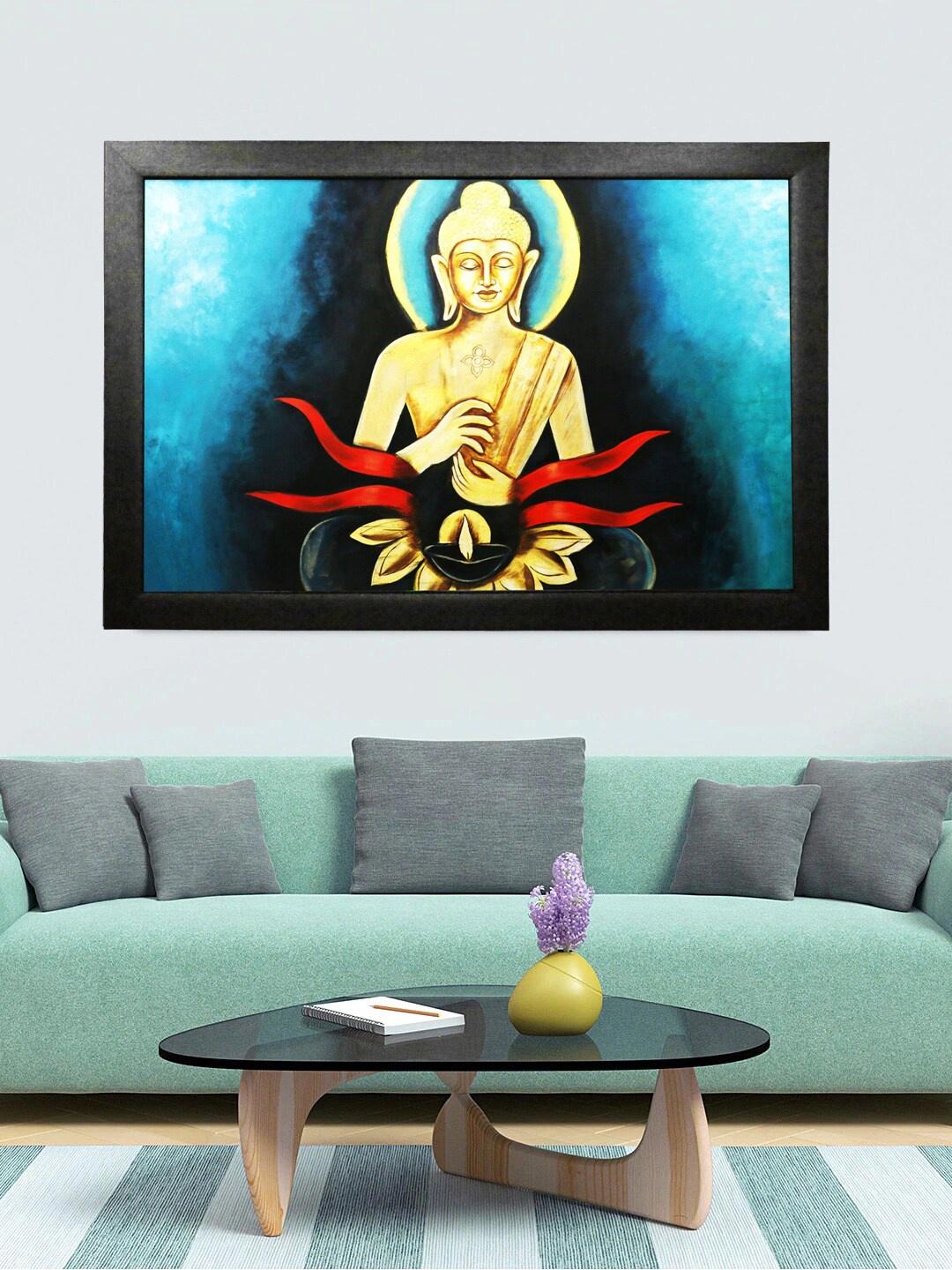 Gallery99 Blue & Black Buddha Oil Wall Painting