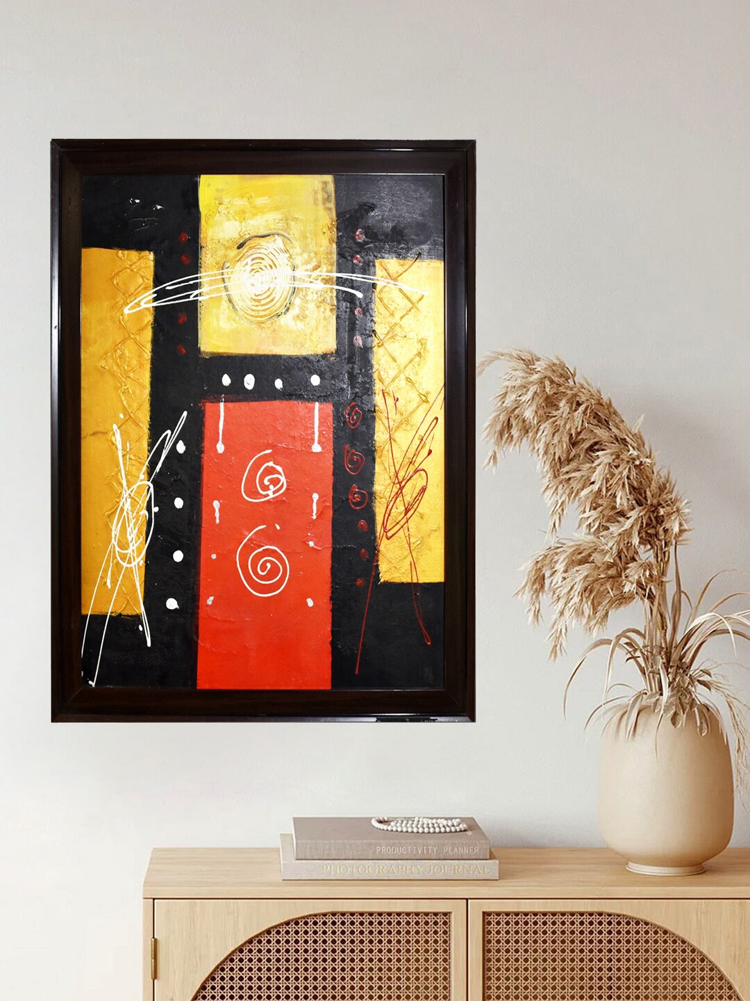 

Gallery99 Black & Yellow Handmade Oil Painting On Canvas Framed