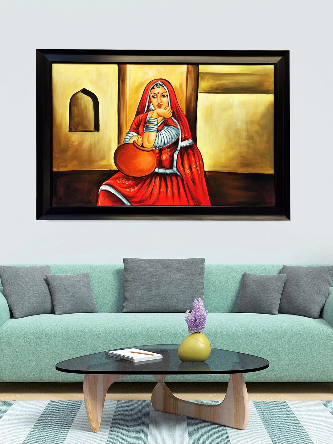 

Gallery99 Gold-Colored & Red Rajasthan Lady Painted Canvas Wall Art