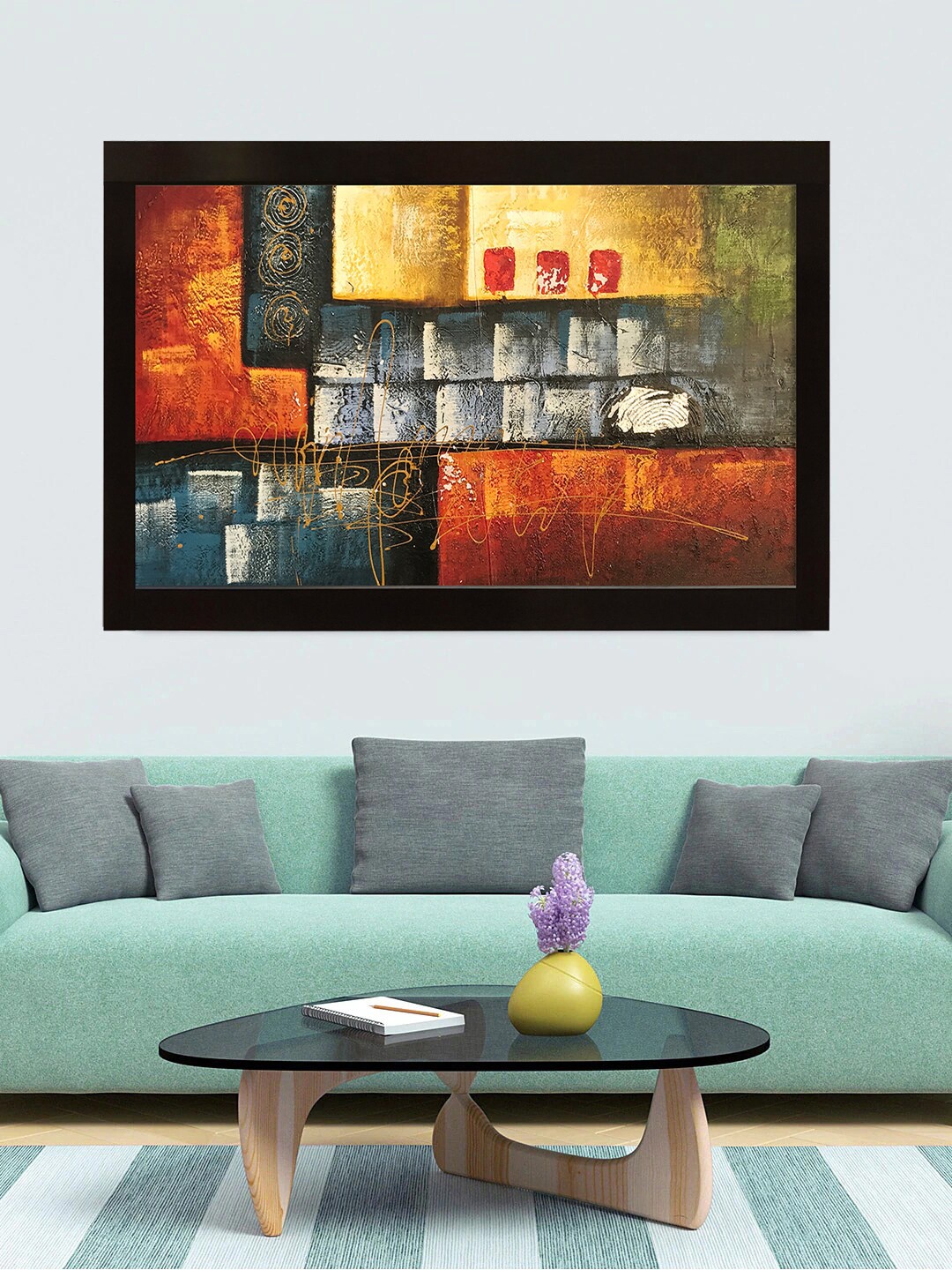

Gallery99 Black & Red Handmade Oil Painting On Canvas Framed
