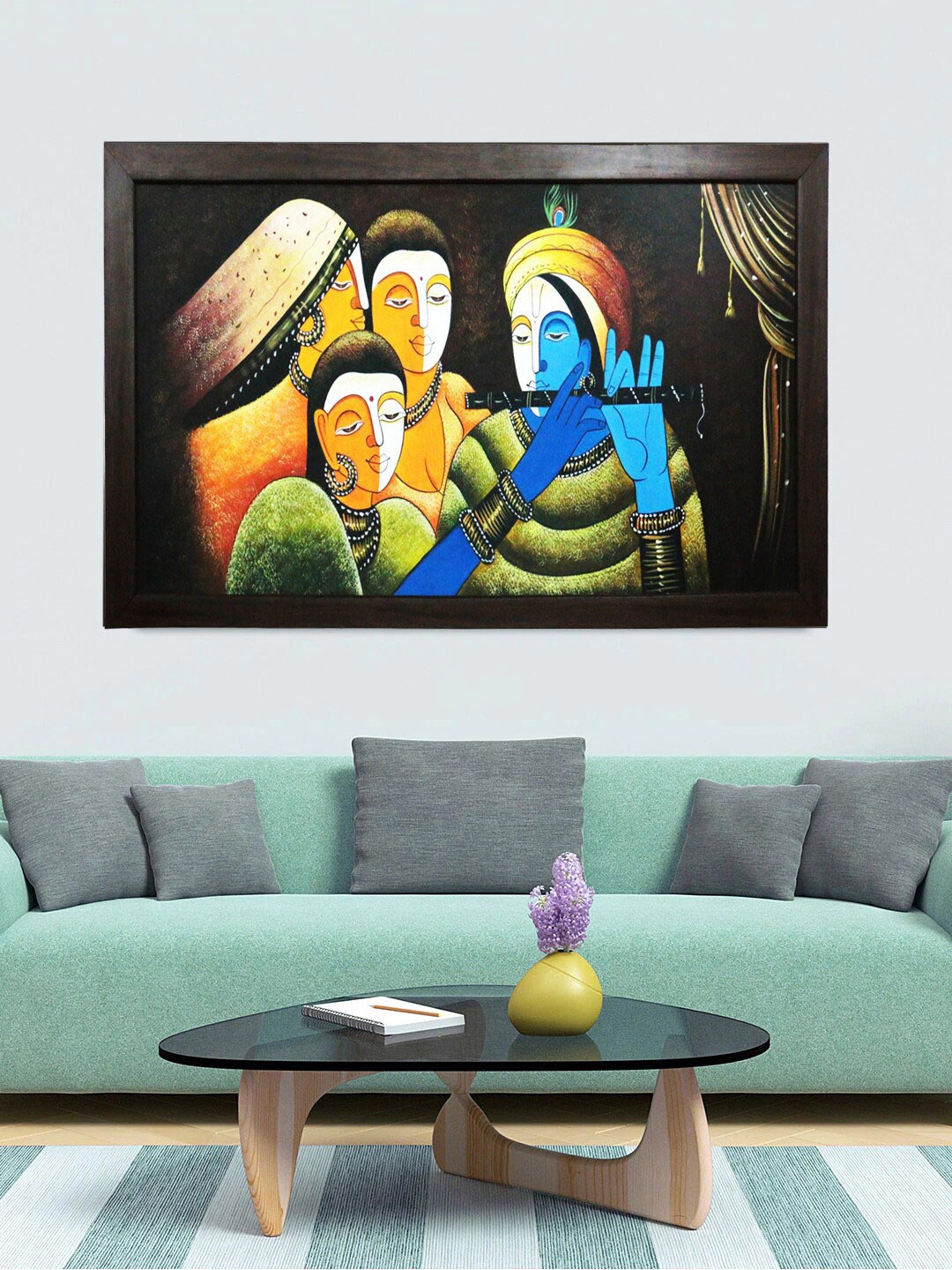 

Gallery99 Multicolored Krishna with Sudama Handmade Oil Painting Wall Art, Multi