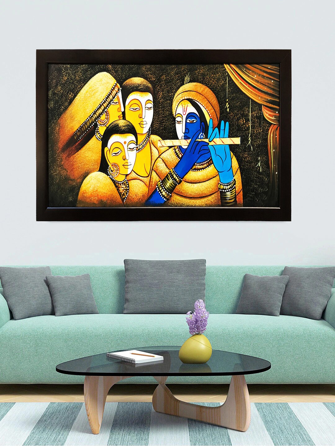 

Gallery99 Black & Yellow Handmade Oil Painting On Canvas Framed