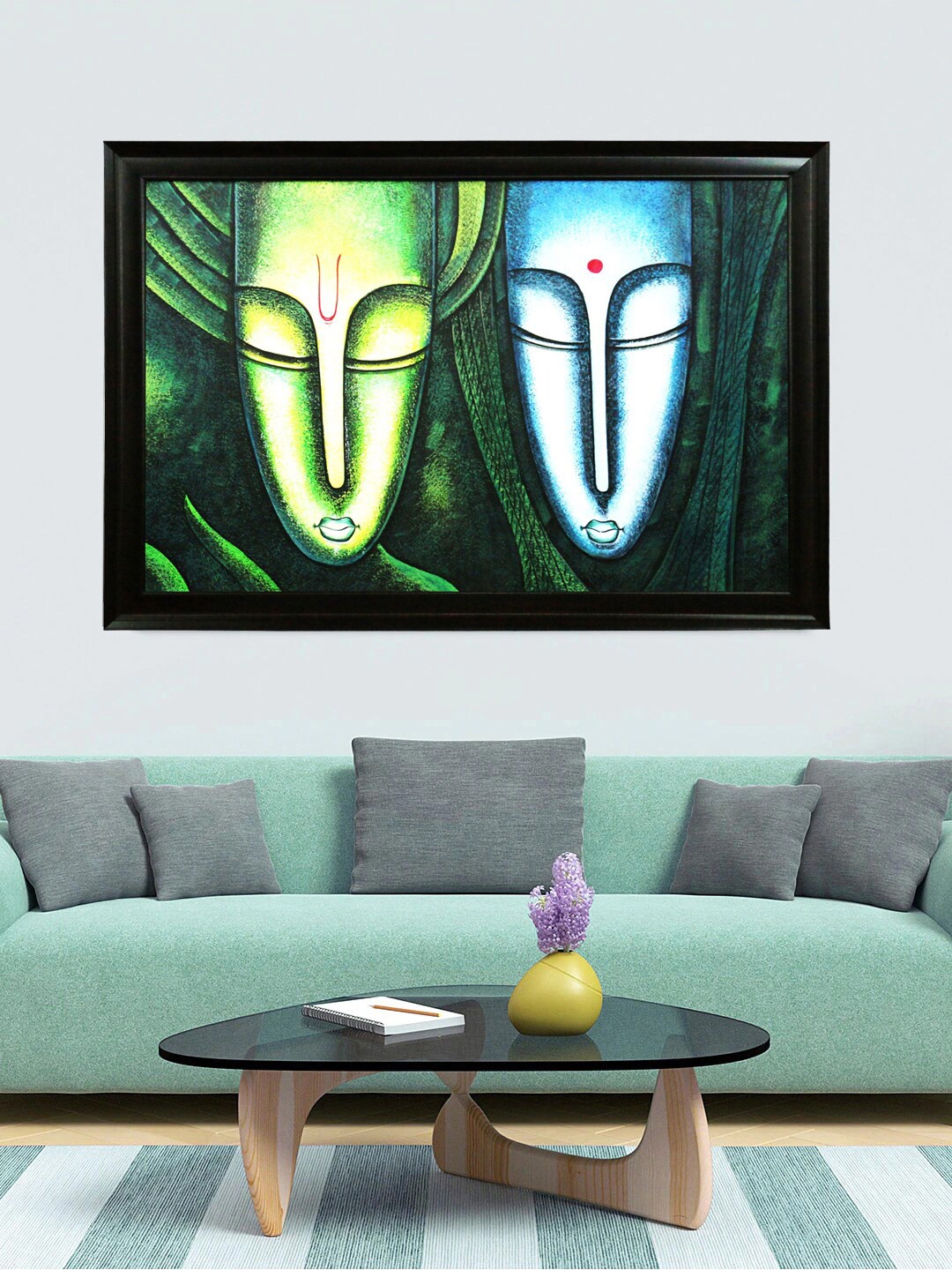 

Gallery99 Black & Blue Abstract Printed Oil Wall Painting