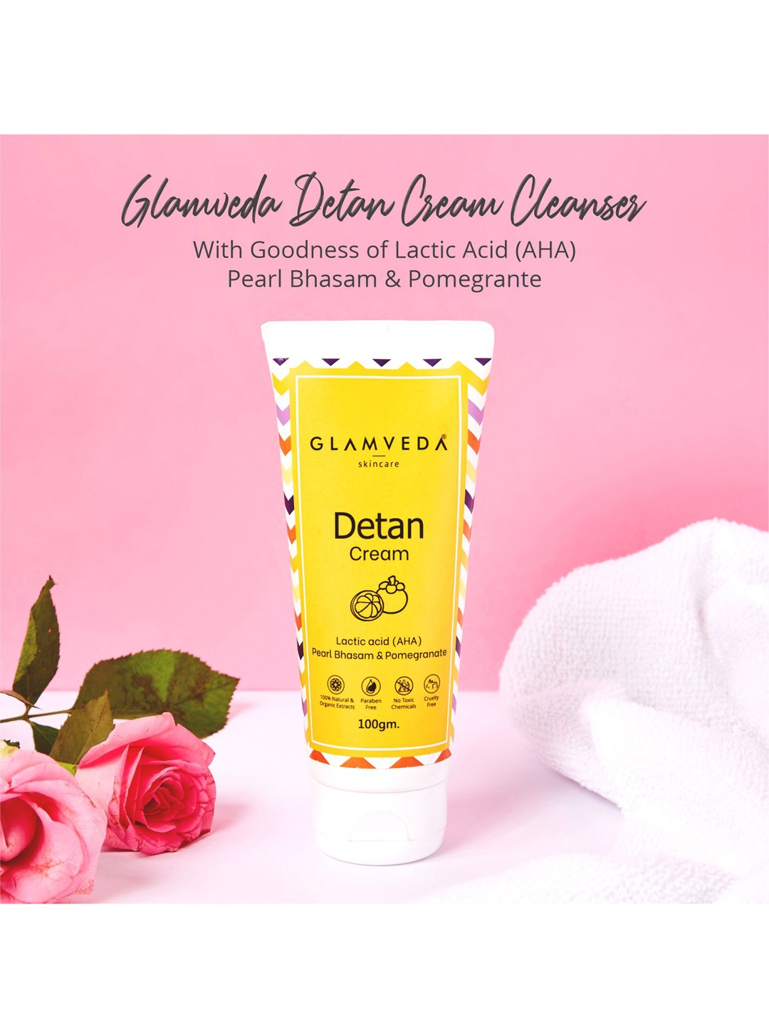 GLAMVEDA Detam Massage Face Moisturising Cream 100gm, Yellow