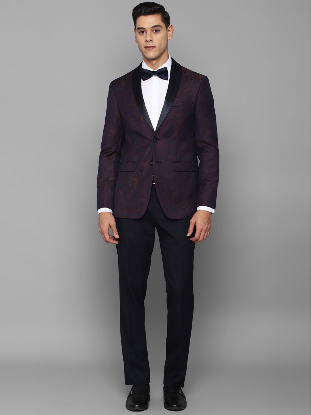 

Allen Solly Men Brown & Purple Printed Slim-Fit Single-Breasted Two-Piece Party Suit