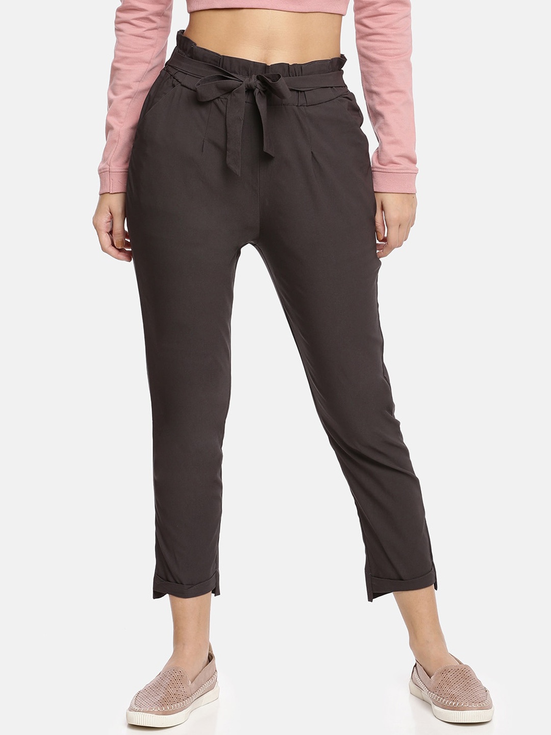 

GOLDSTROMS Women Charcoal Cotton Trousers