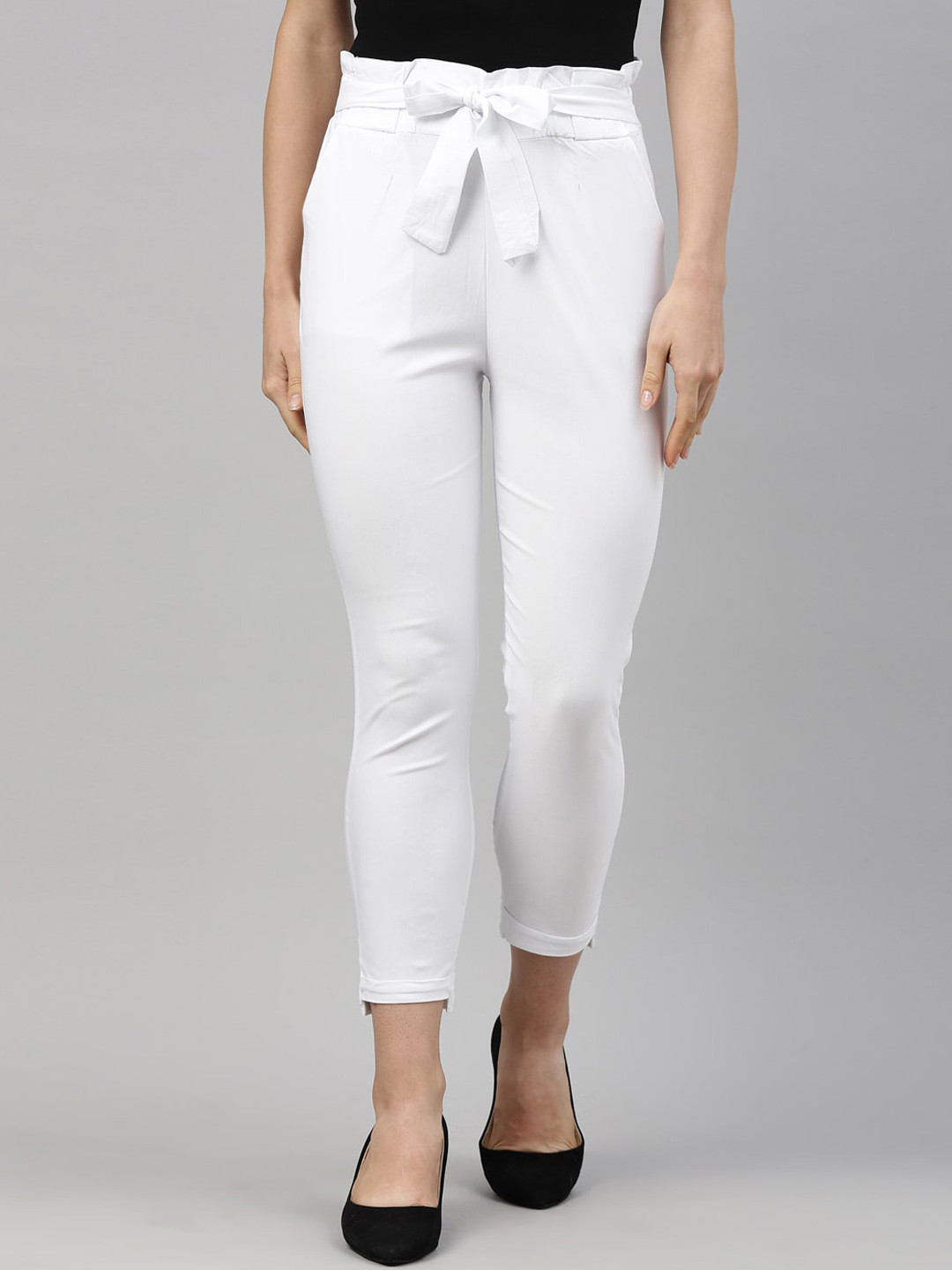 

GOLDSTROMS Women White Solid Peg Trouser