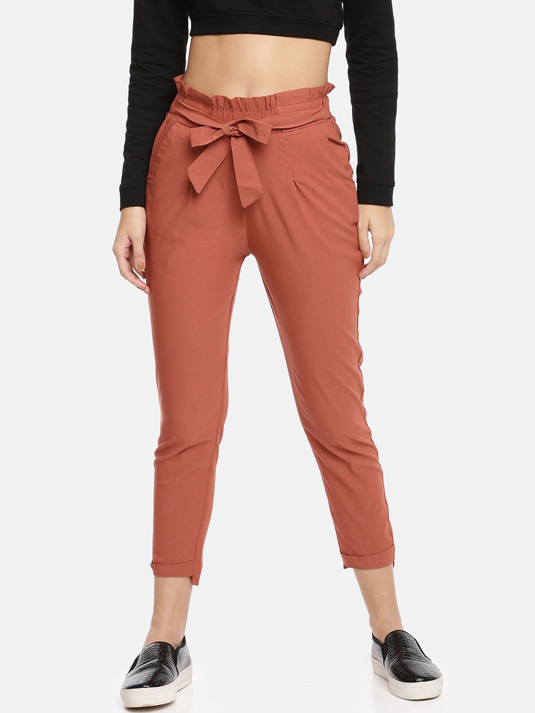 

GOLDSTROMS Women Maroon Solid Peg Trouser
