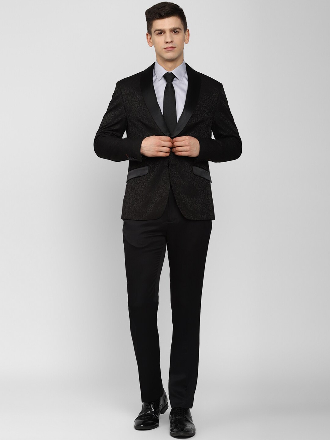 

V Dot Men Black Printed Single-Breasted 2-Piece Slim-Fit Formal Suits