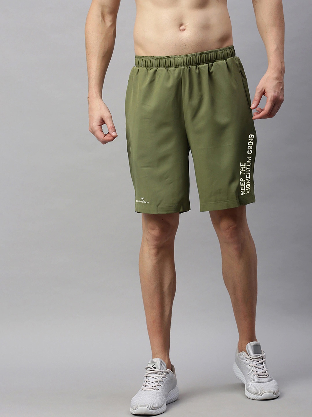 

Dpassion Men Olive Green Solid Training or Gym Sports Shorts
