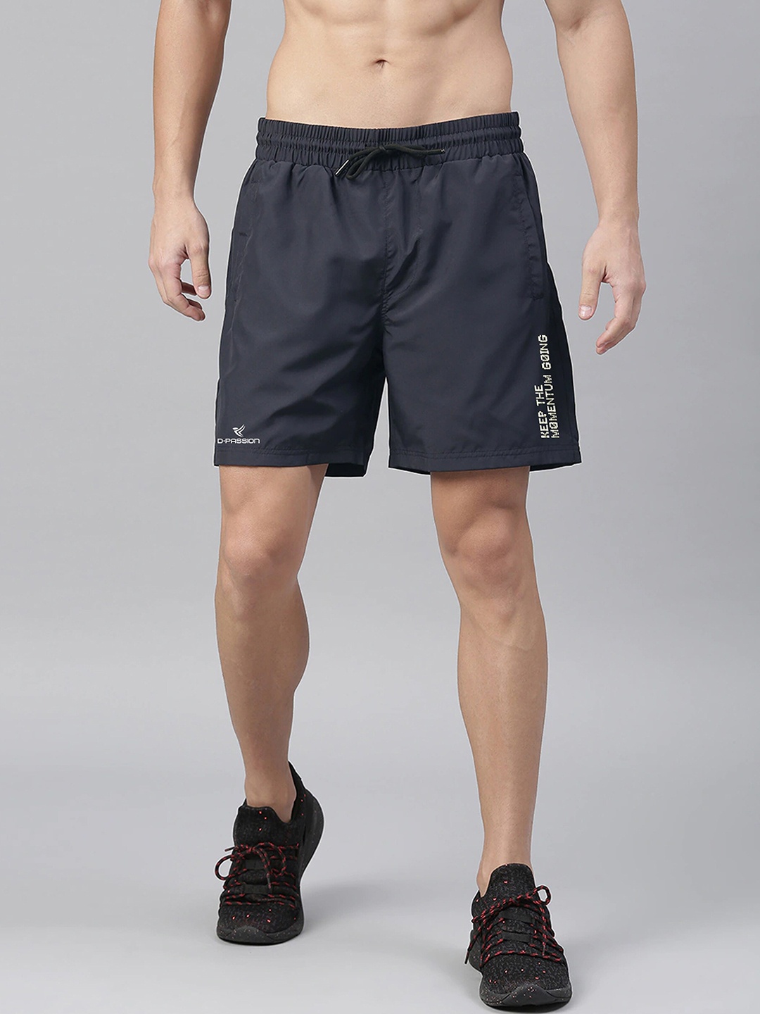 Dpassion Men Navy Blue Solid Training or Gym Sports Shorts