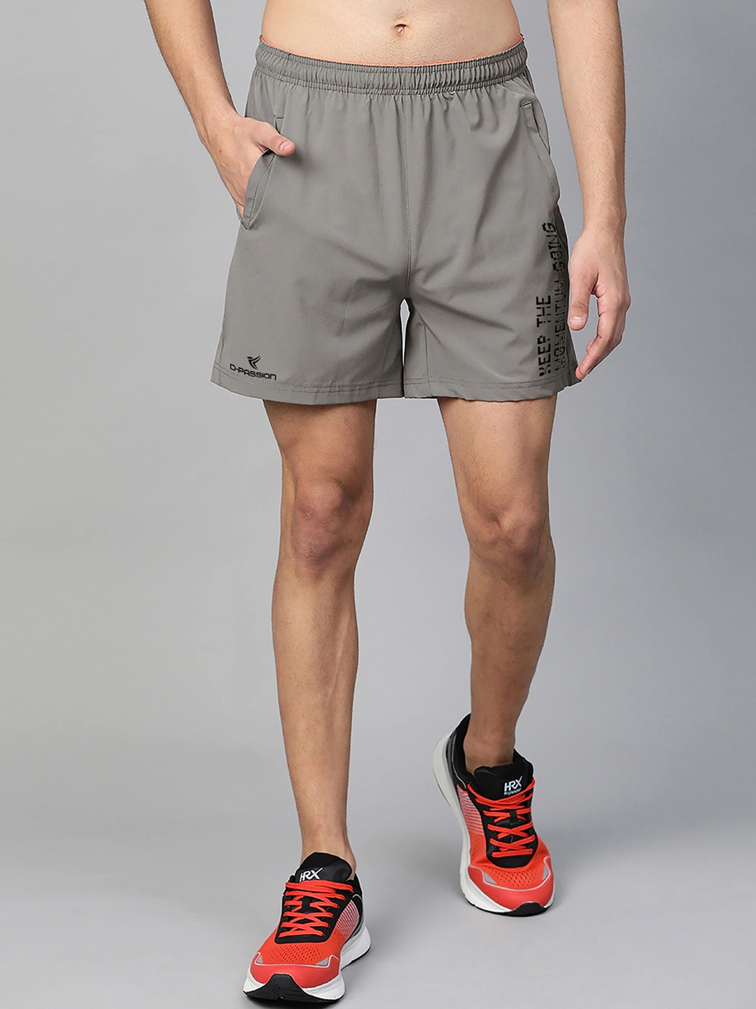 

Dpassion Men Grey Solid Training or Gym Sports Shorts