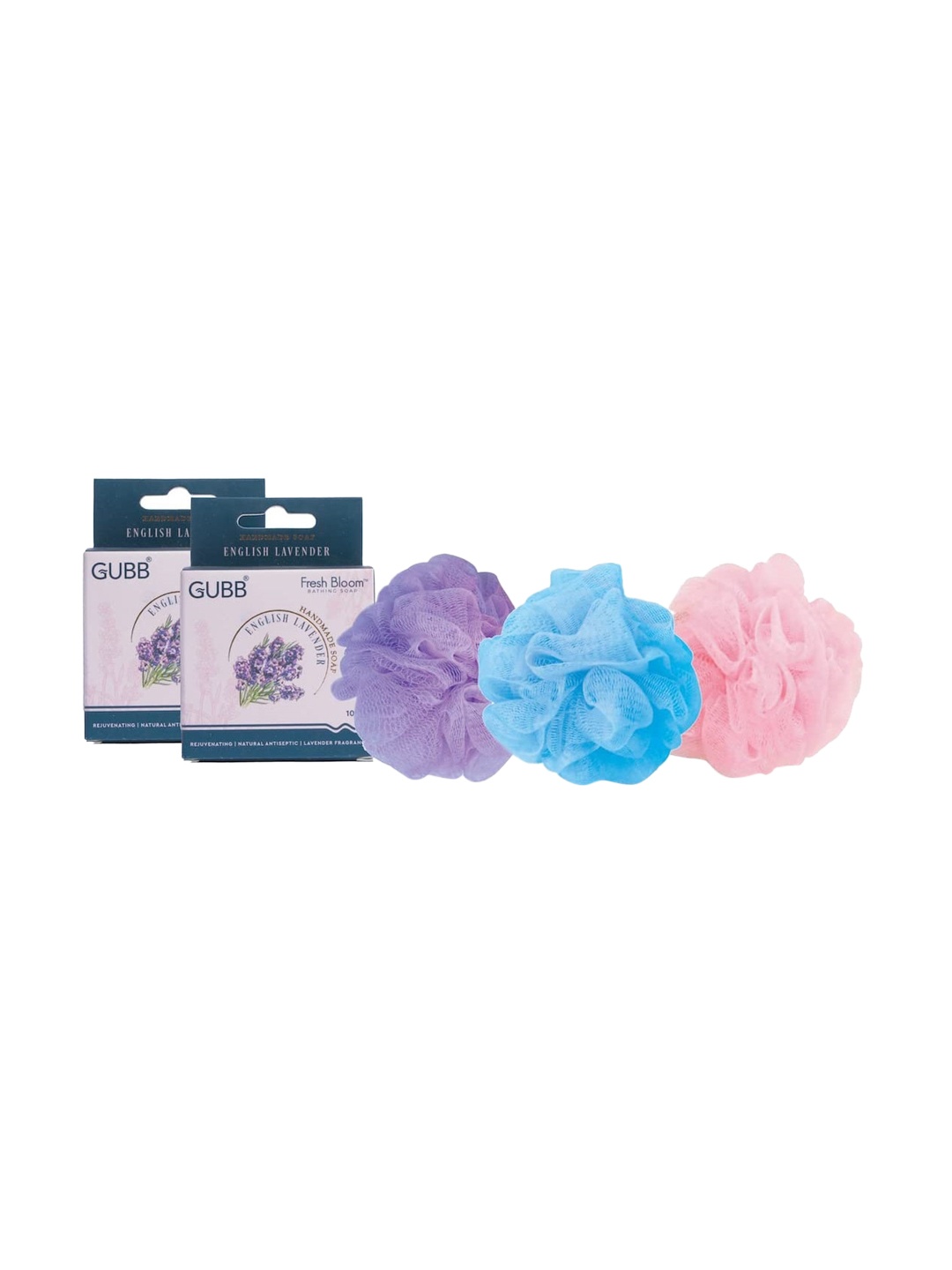 

GUBB Set of 2 Handmade English Lavender Soap with 3 Loofah, Multi