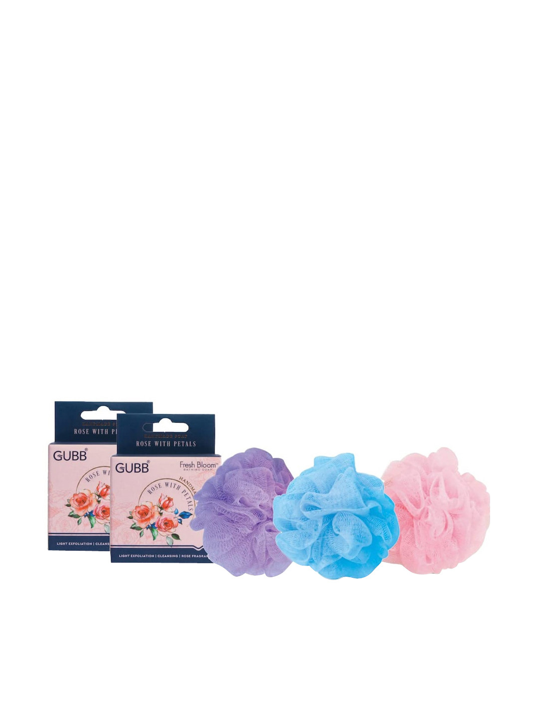 

GUBB Set of 2 Handmade Rose With Petals Soap with 3 Loofah, Multi