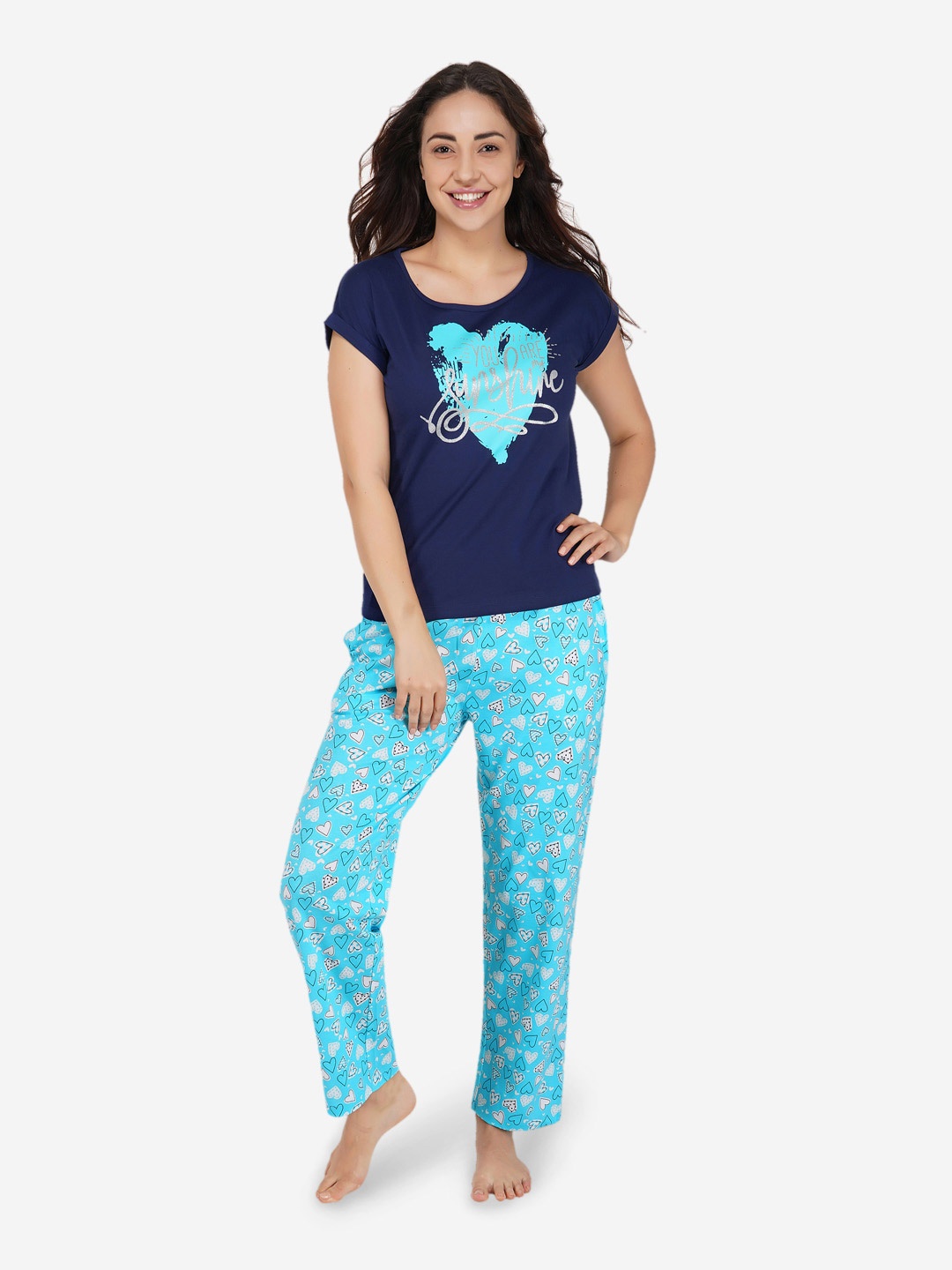 

ARTEMIS Women Blue & White Printed Night suit