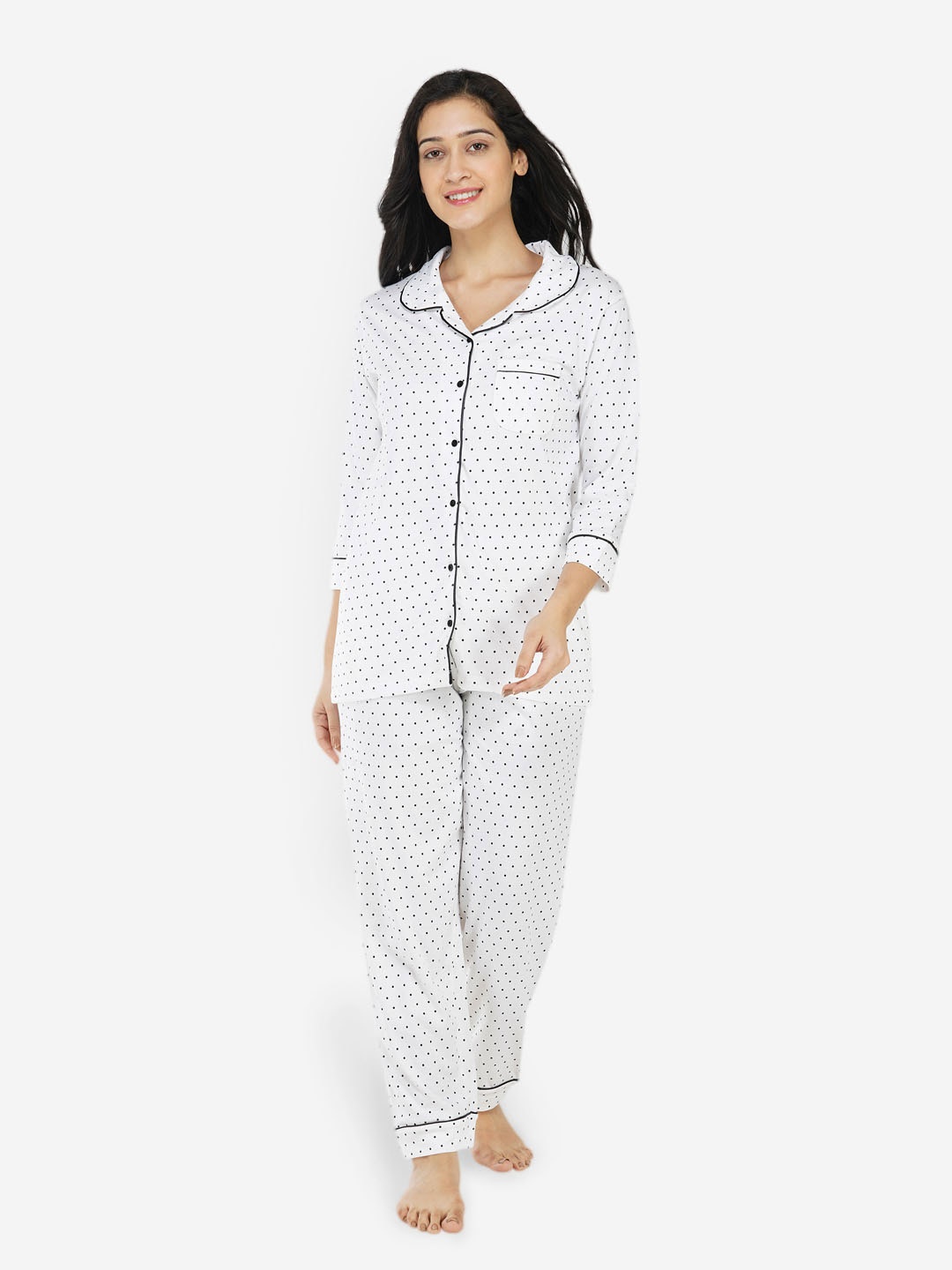 

ARTEMIS Women White & Grey Printed Night Suit