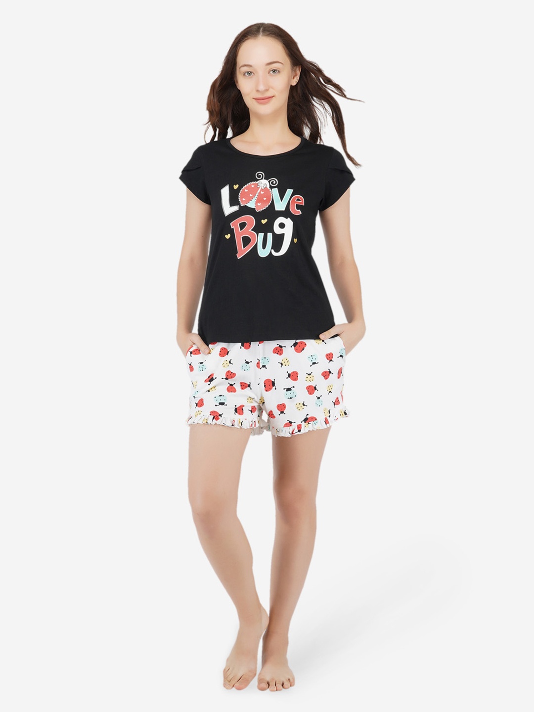 

ARTEMIS Women Black & White Printed Night Suit
