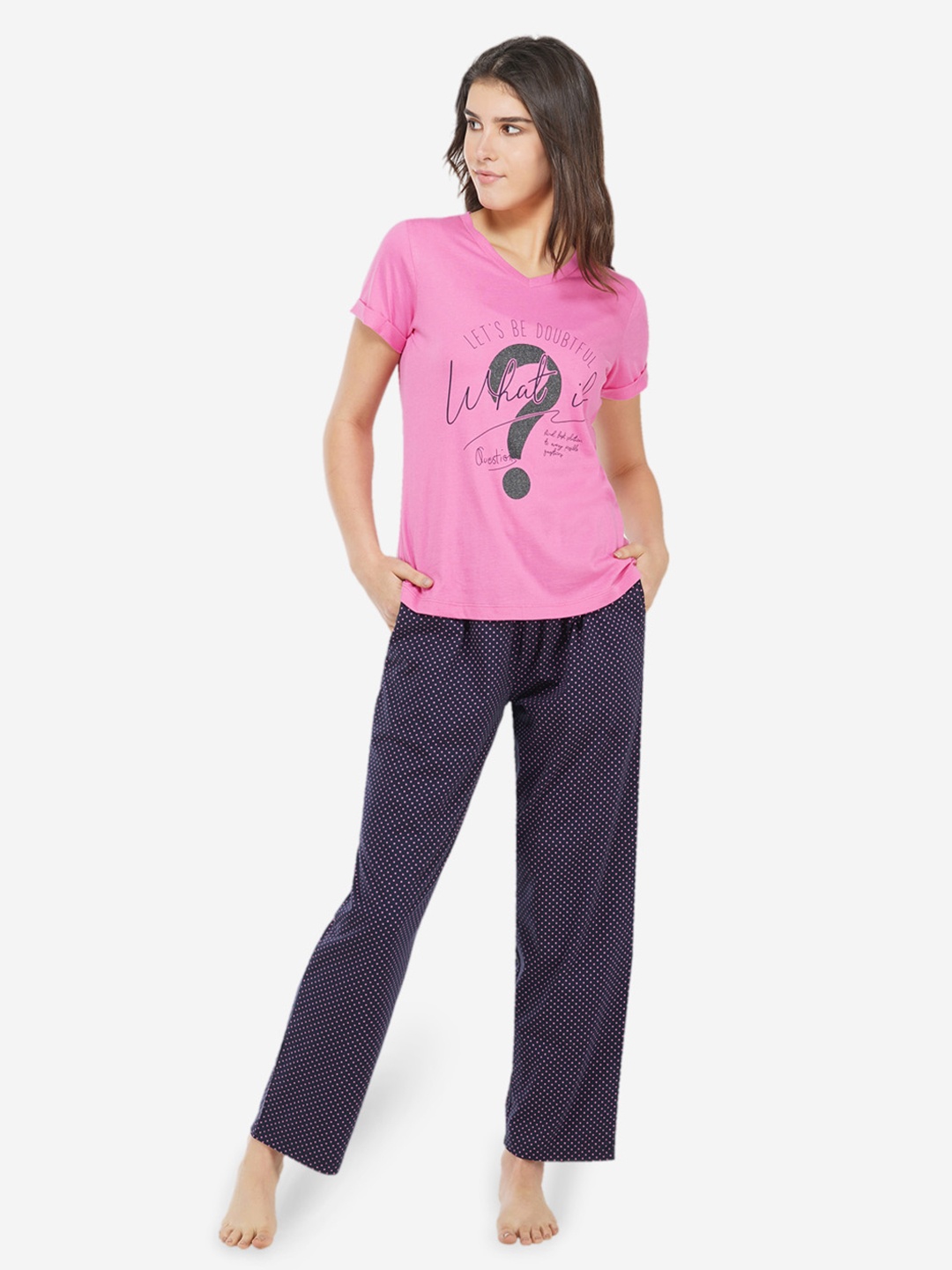 

ARTEMIS Women Pink & Blue Printed Night Suit