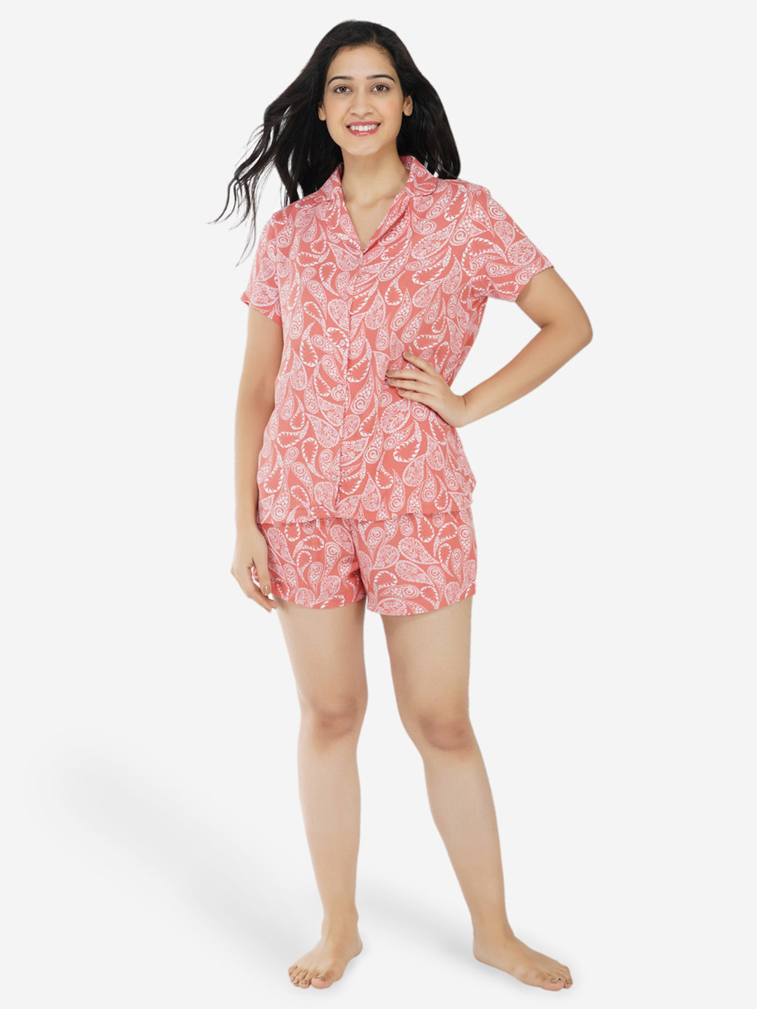 

ARTEMIS Women Peach-Coloured Printed Night suit
